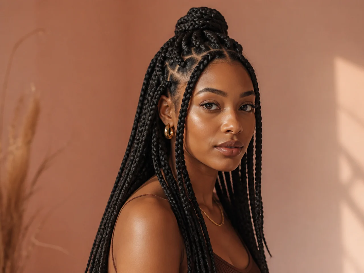 Neat medium braids worn half up