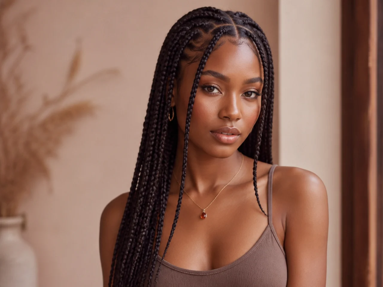 Medium braids with matched face-framing pieces