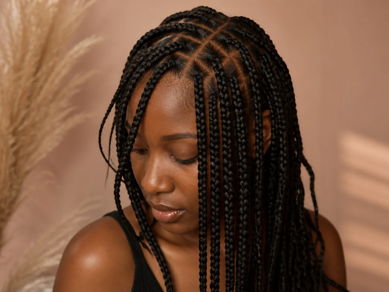 Medium braids sitting unevenly at the root