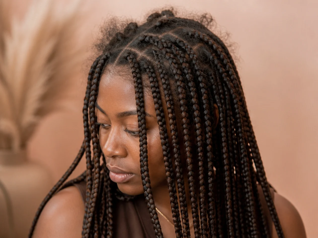 Frizz at the roots of medium braids