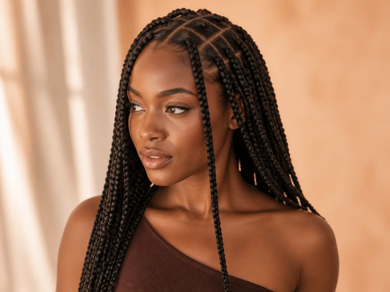 Two braids sitting at different distances from the scalp