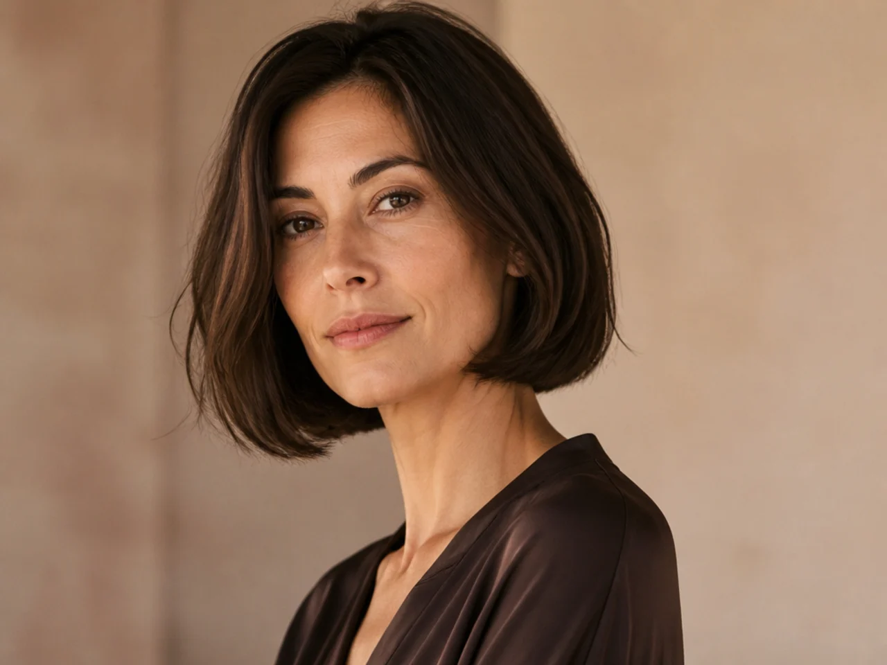A bob cut below the jawline