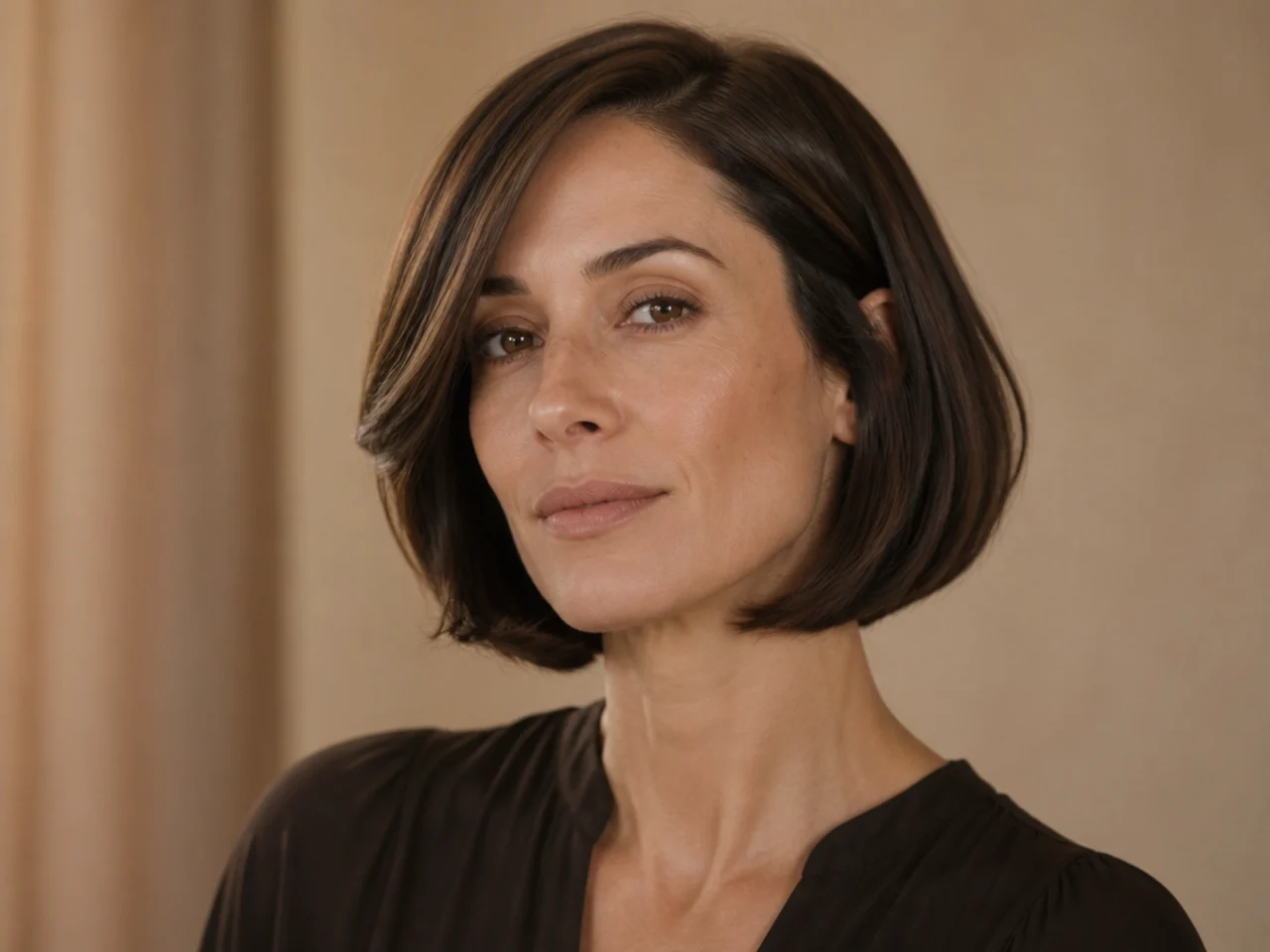 A bob with a soft side part