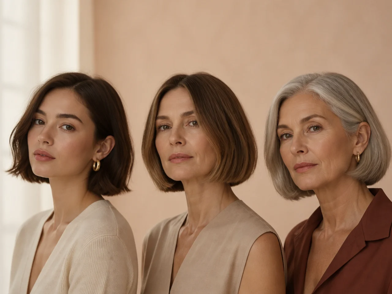 Three bob lengths compared against the jawline
