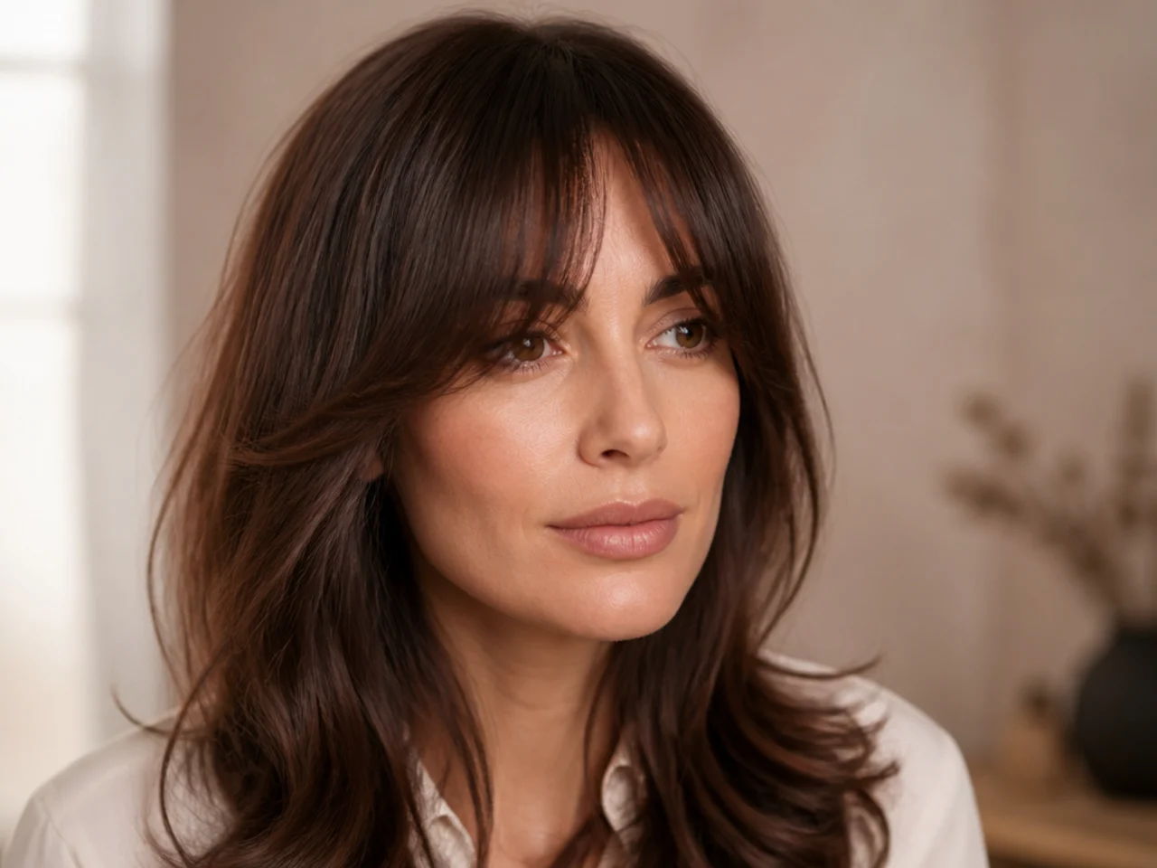 A long fringe eight weeks after cutting