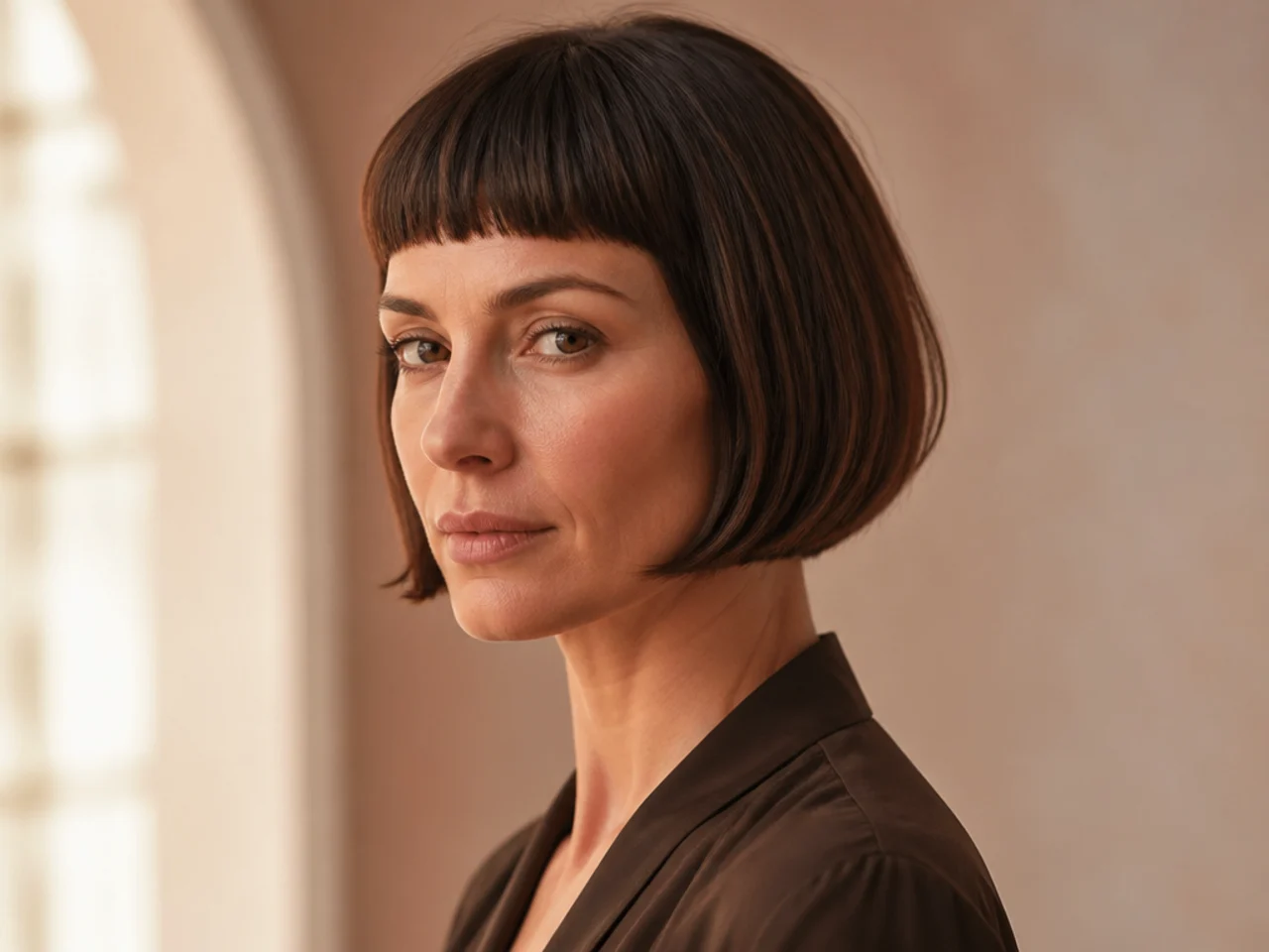 A short fringe requiring frequent trims