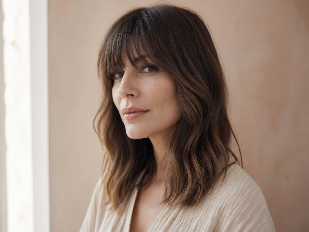 A fringe air-dried along with the rest of the hair