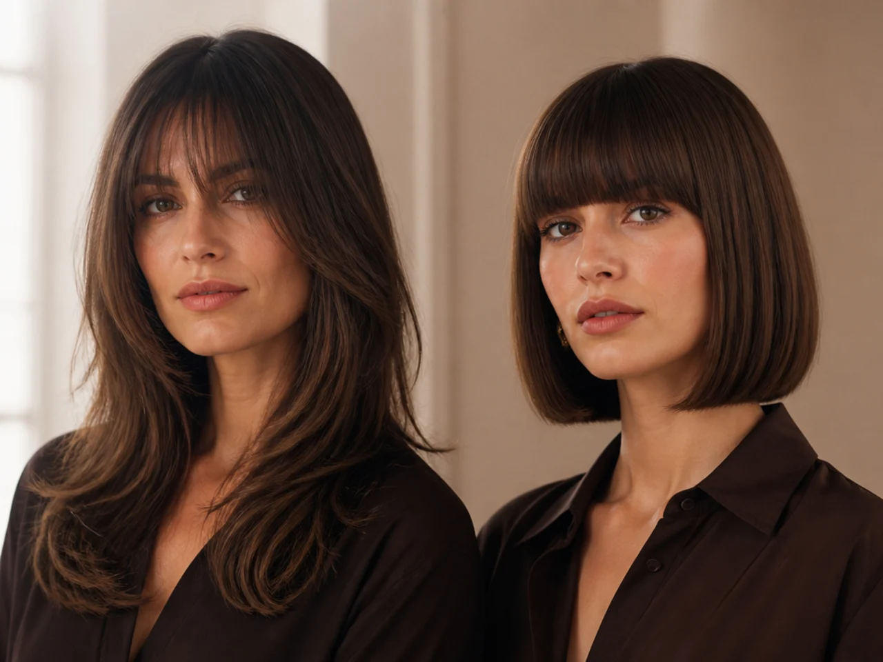 A blending long fringe compared with a blunt one