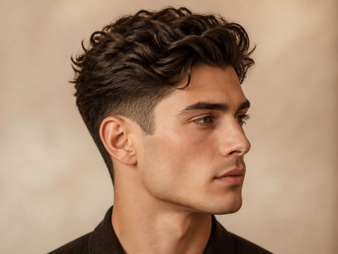 Disconnected clean old money haircut with medium top, uniform short sides, softly blended transition