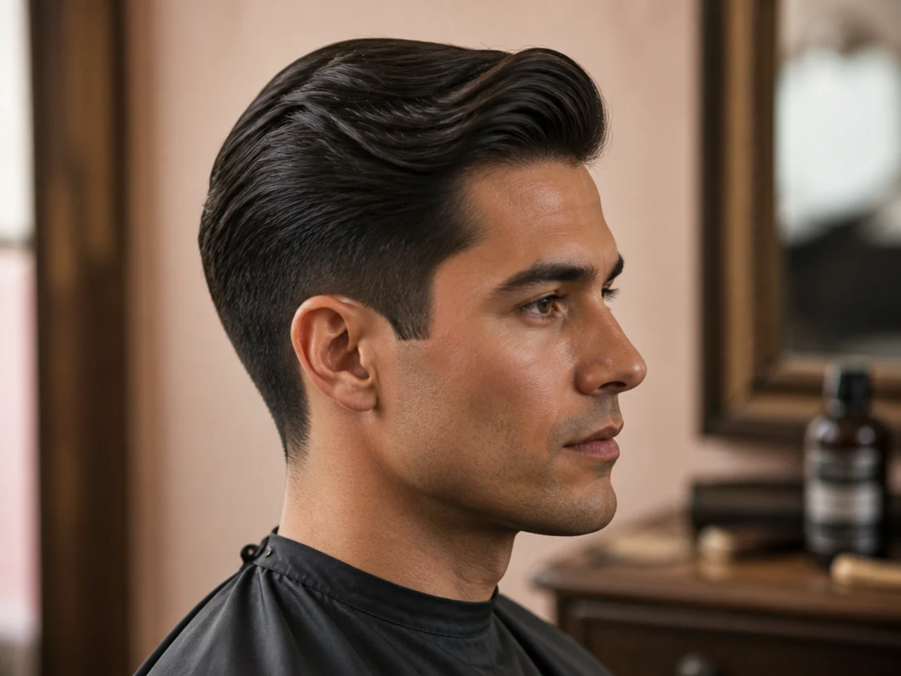 Tapered classic old money haircut with medium top, scissor-blended sides, no fade, natural perimeter