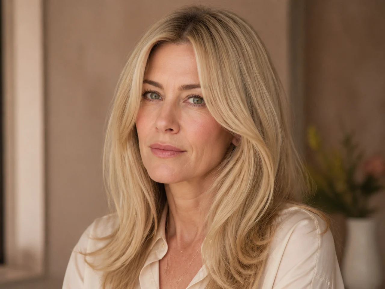 Blonde hair with a visible regrowth line