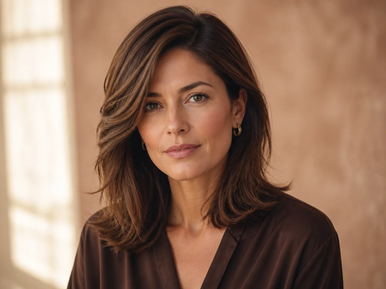 Hair with a soft side part
