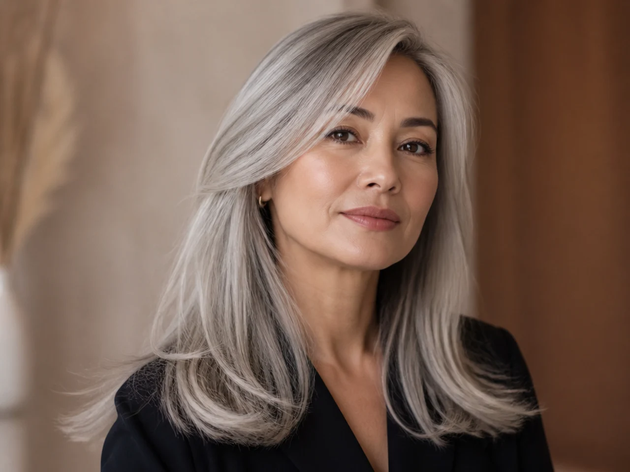 Silver hair with a gloss treatment