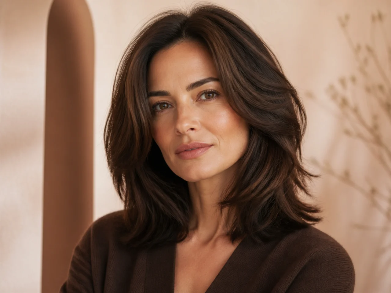 A mid-length cut on thick hair
