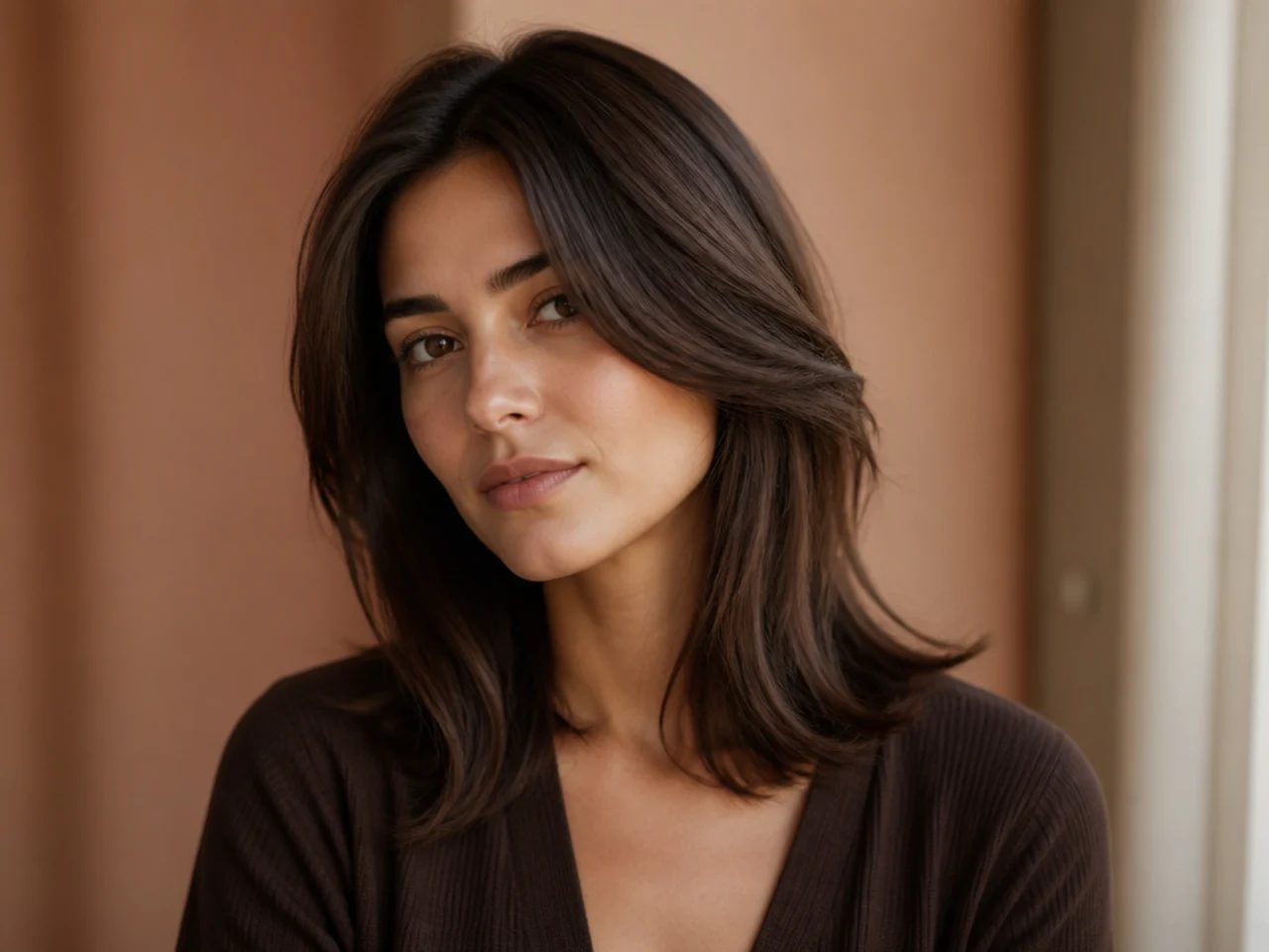 Brunette hair in its natural colour