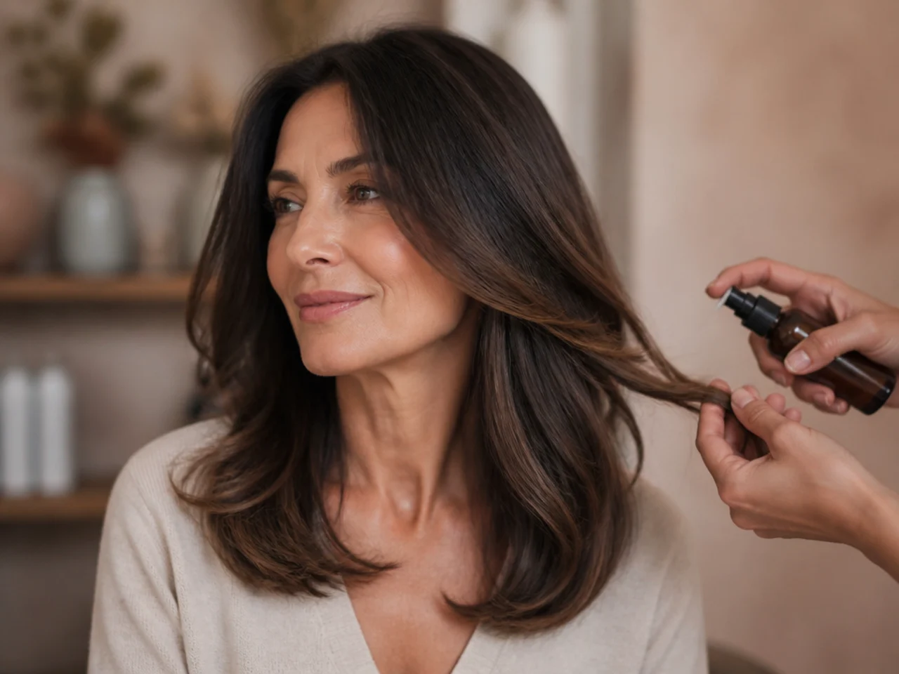 A treatment applied to hair ends