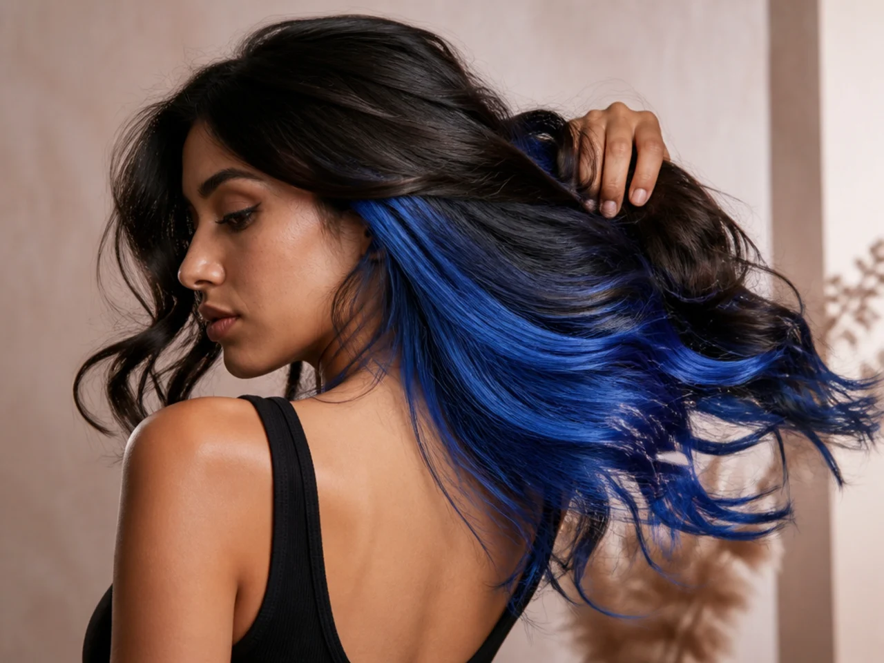 An electric blue peekaboo panel