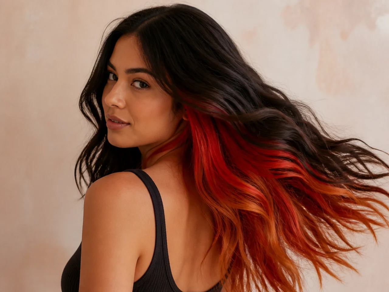 A red-to-orange ombré panel