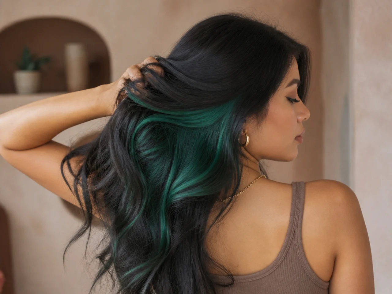 An emerald green peekaboo panel
