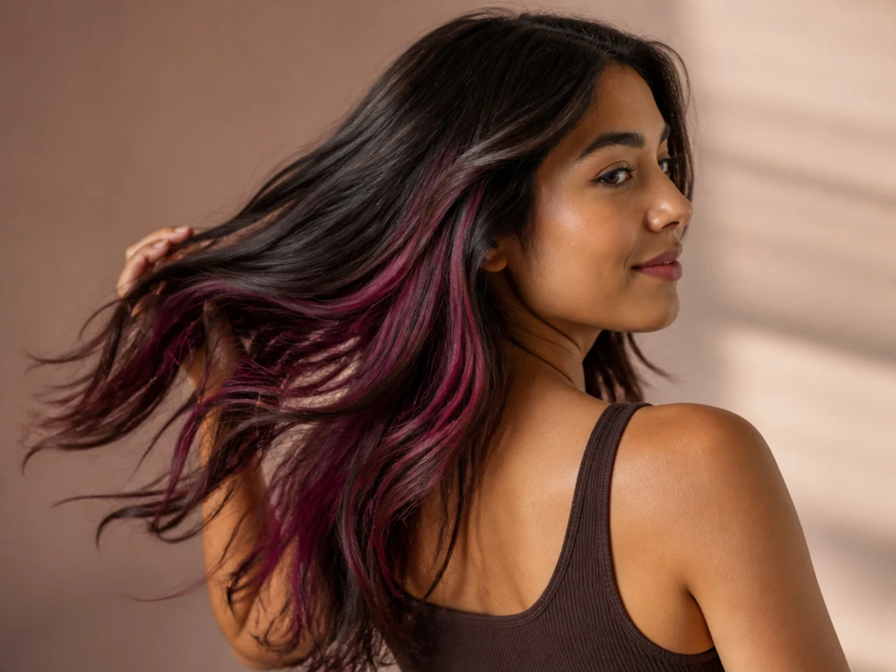 A magenta peekaboo panel