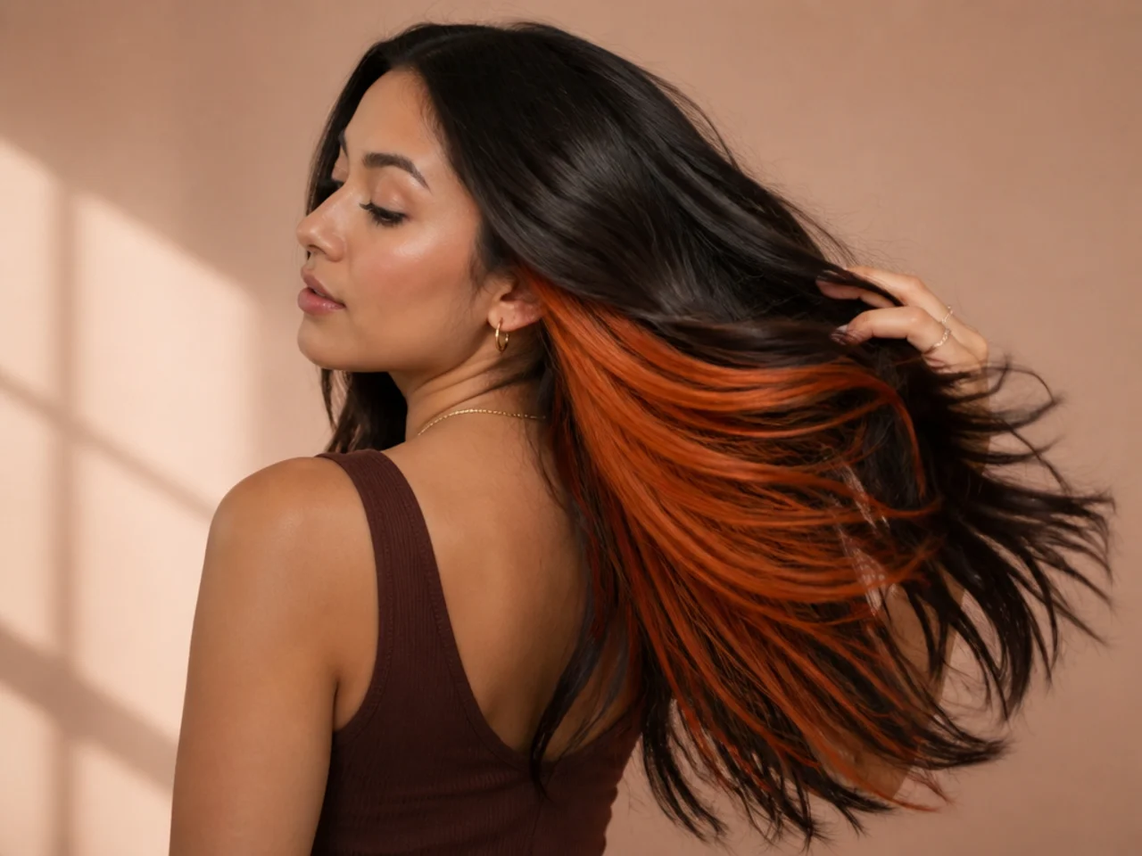 A copper orange peekaboo panel