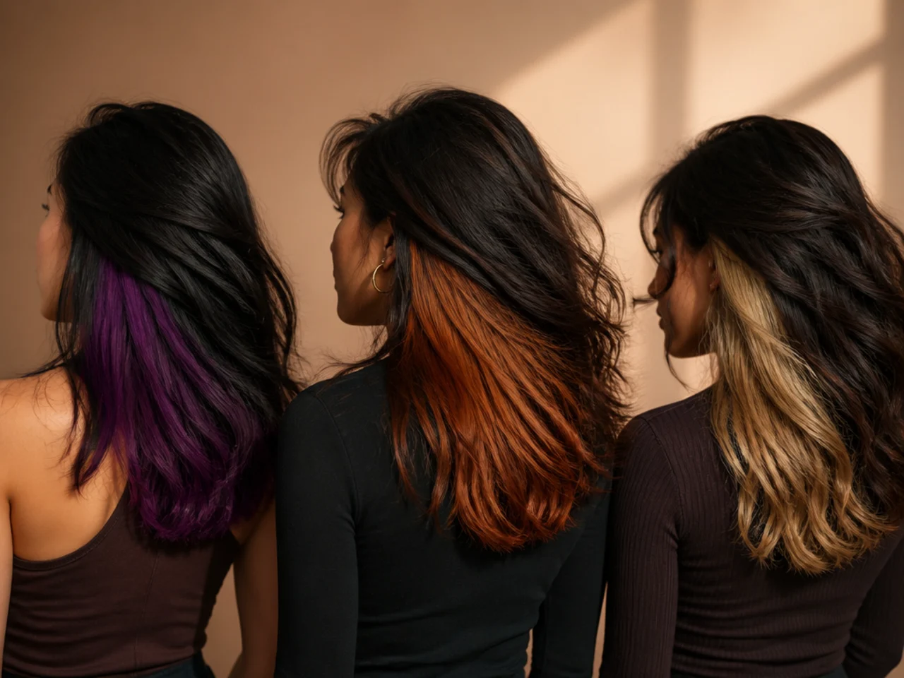 Three lift levels shown on dark hair