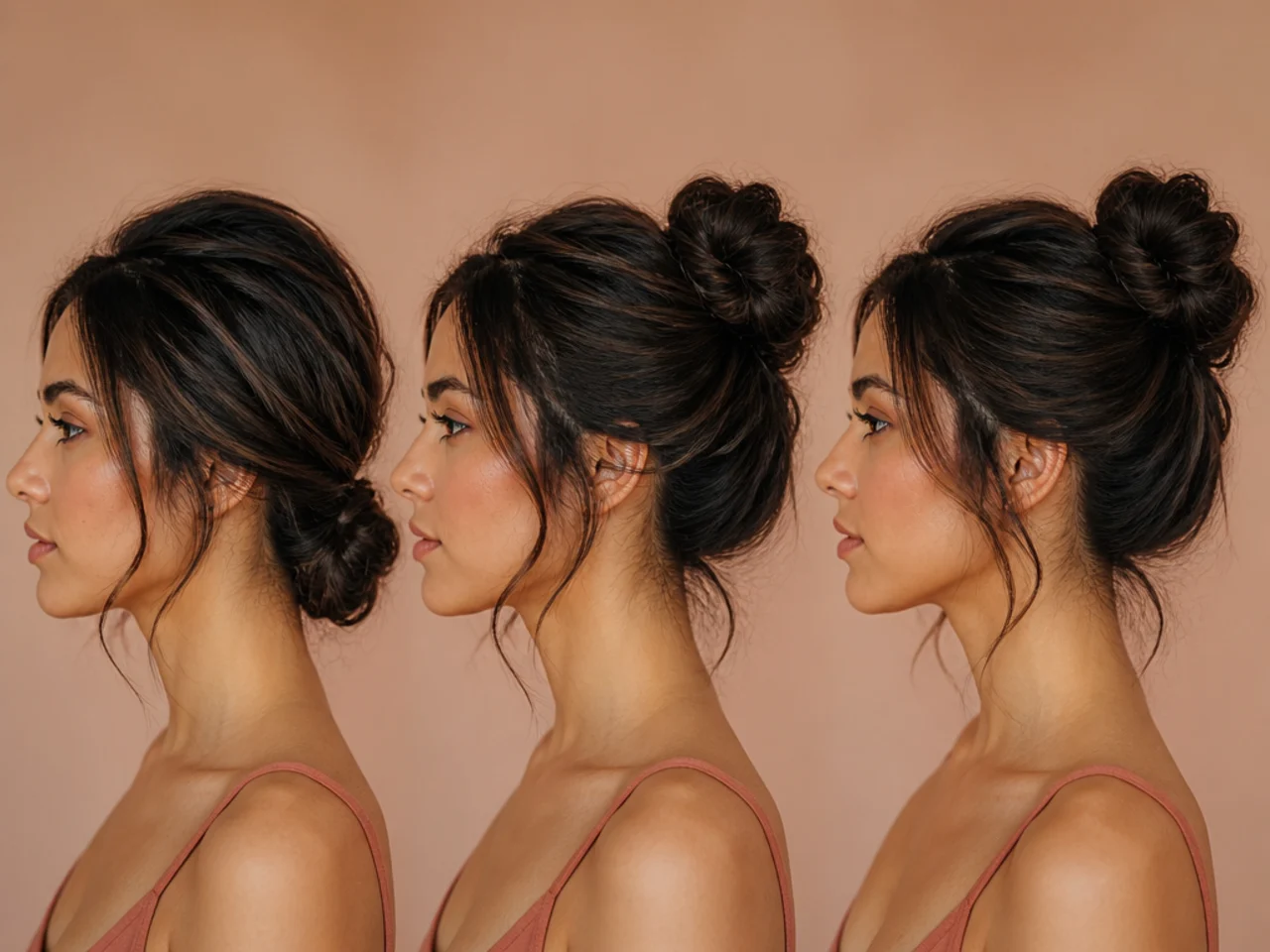 Three placement options shown on the same head from the side