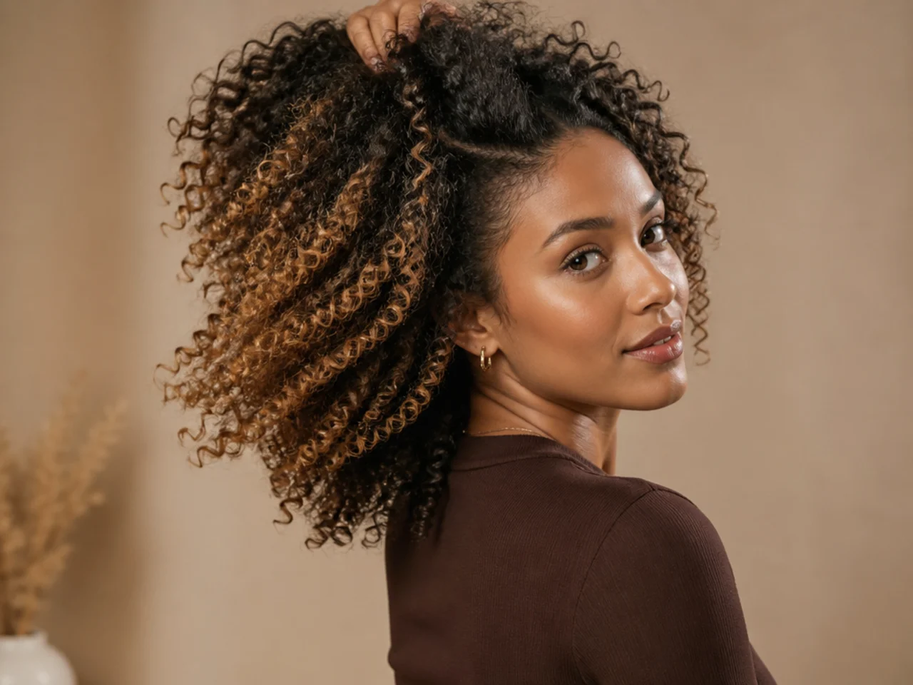 A caramel panel on coily hair