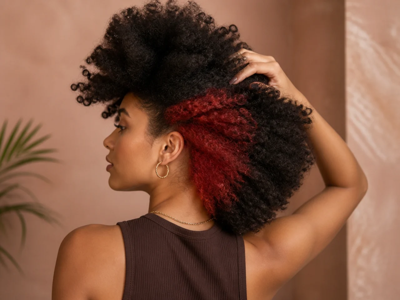 A red panel on natural hair