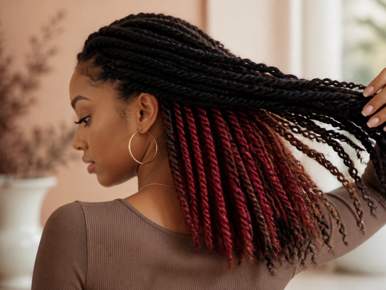 Coloured twists beneath the top layer