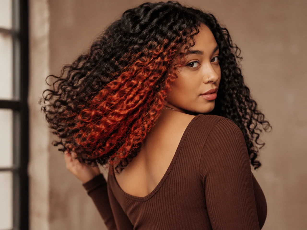 Three-quarter view of a finished peekaboo on textured hair