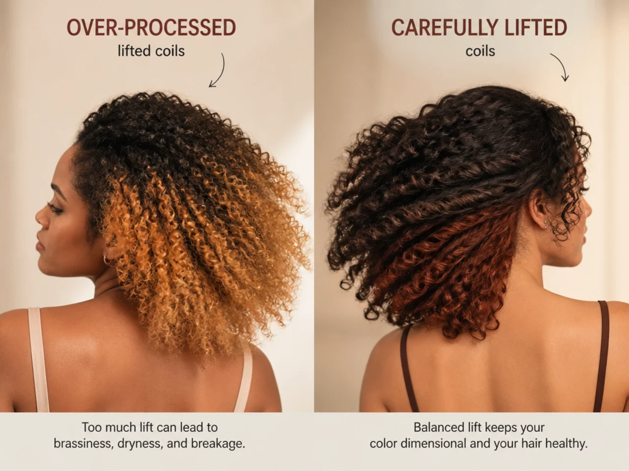 Over-processed lifted coils compared with carefully lifted ones