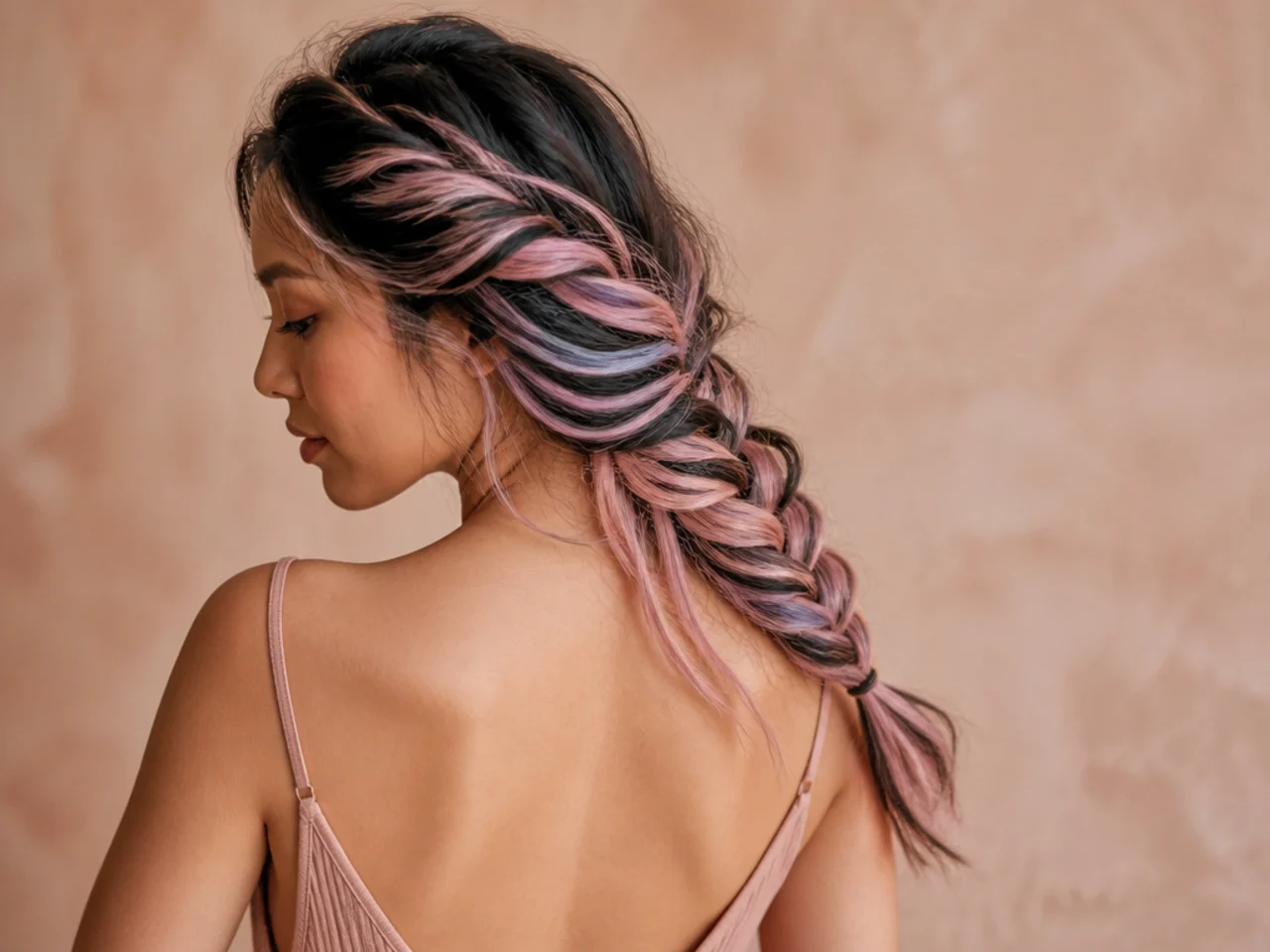 A side braid with pastel colour