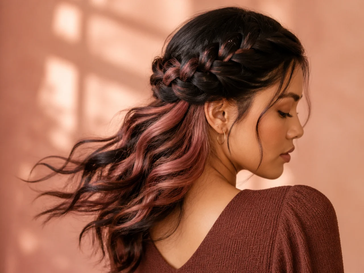 Milkmaid braids with peekaboo colour