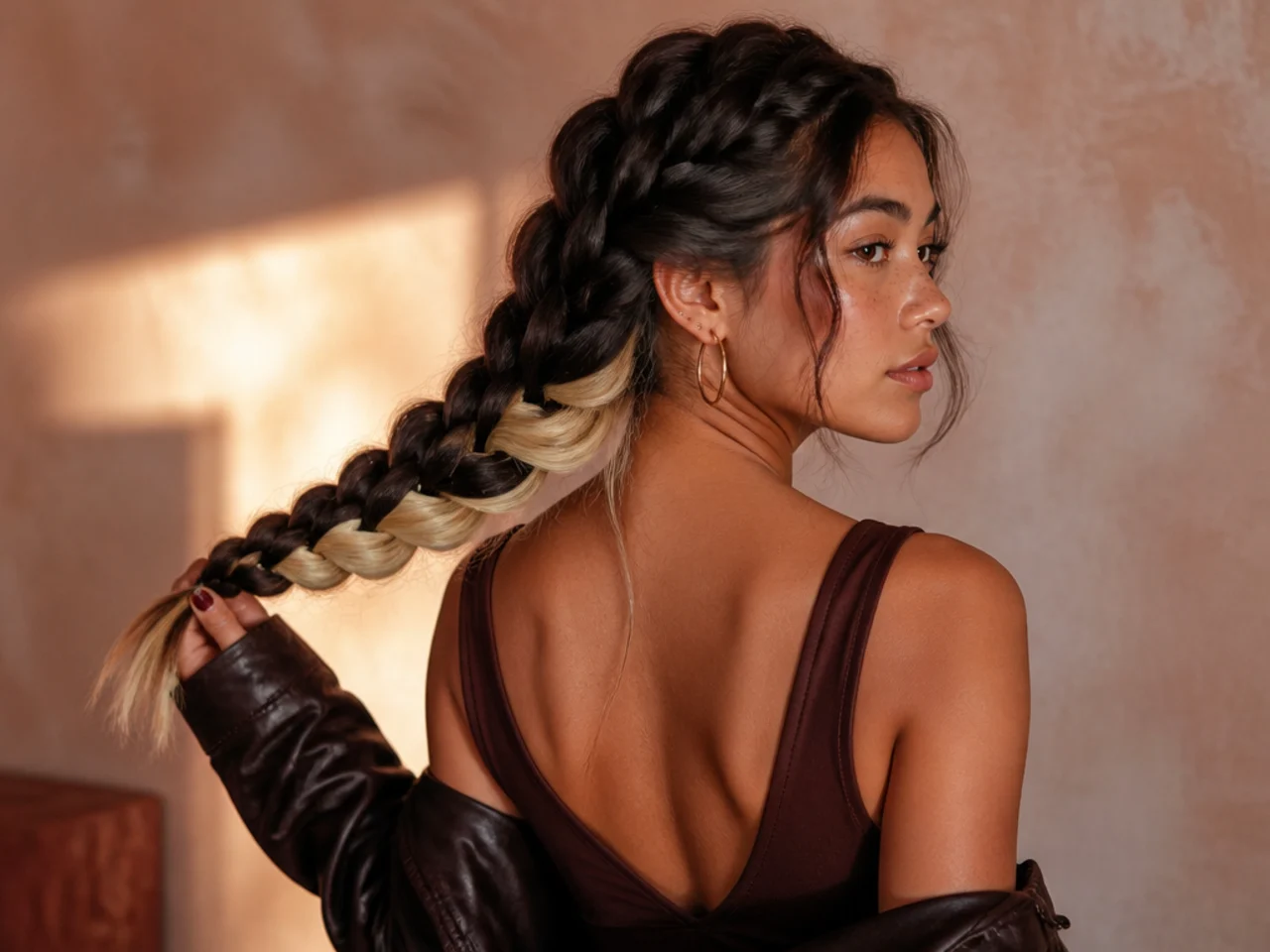 A braid with two peekaboo shades