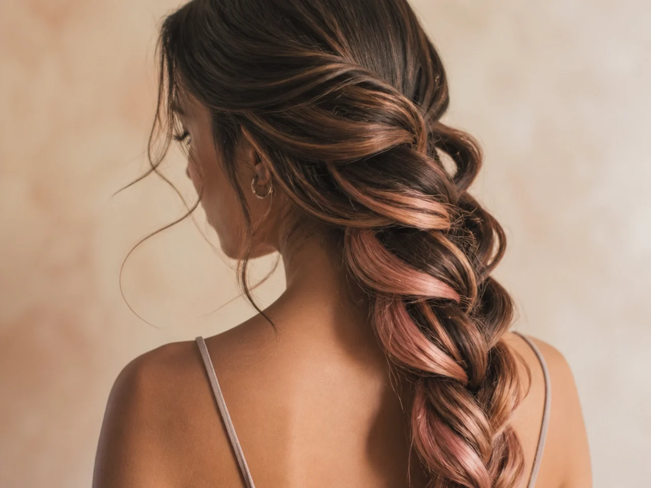 A pancaked braid showing wider colour sections
