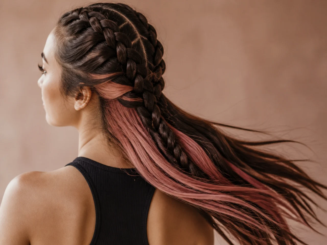Two Dutch braids showing colour