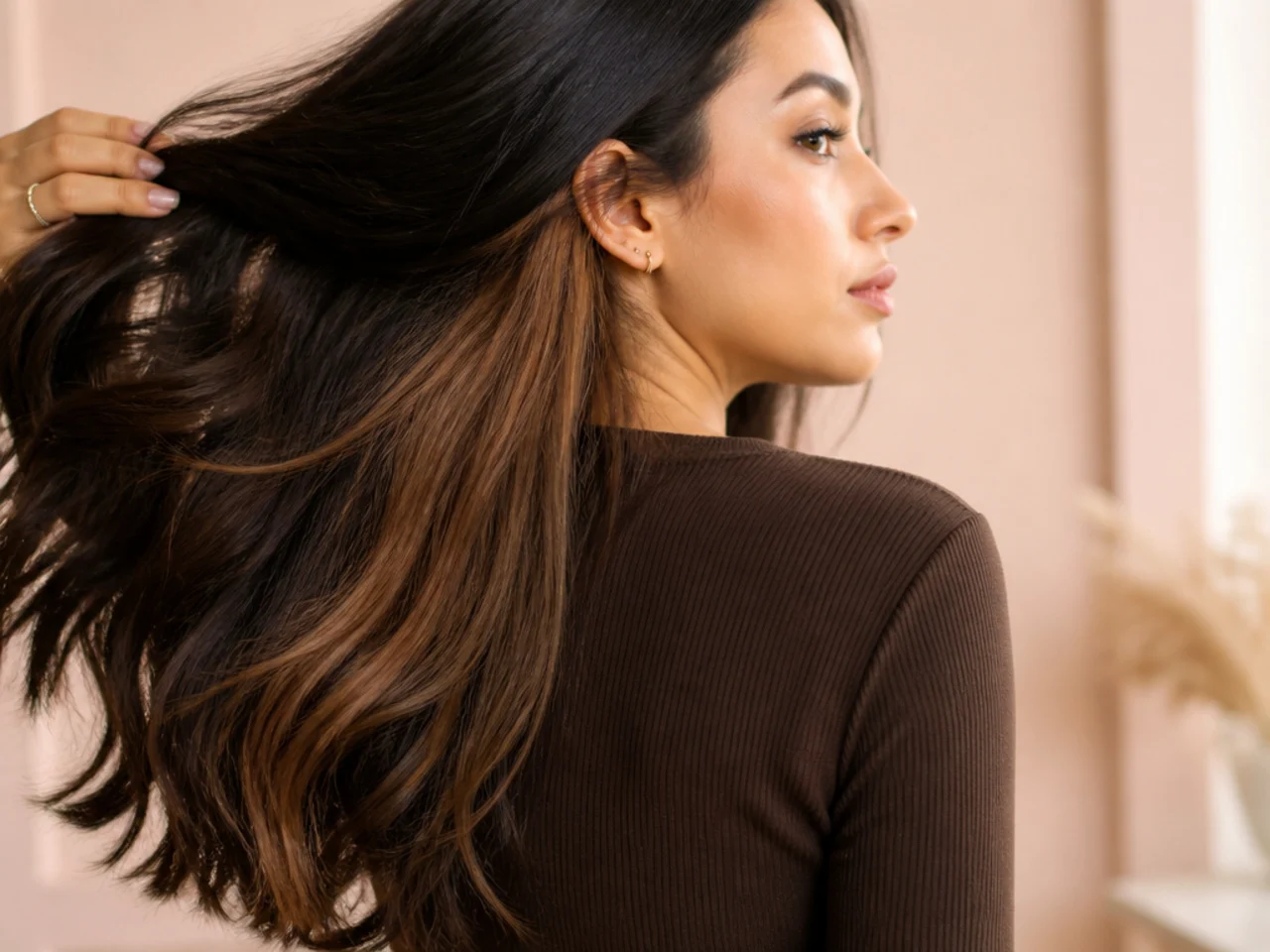A two-tone brown panel