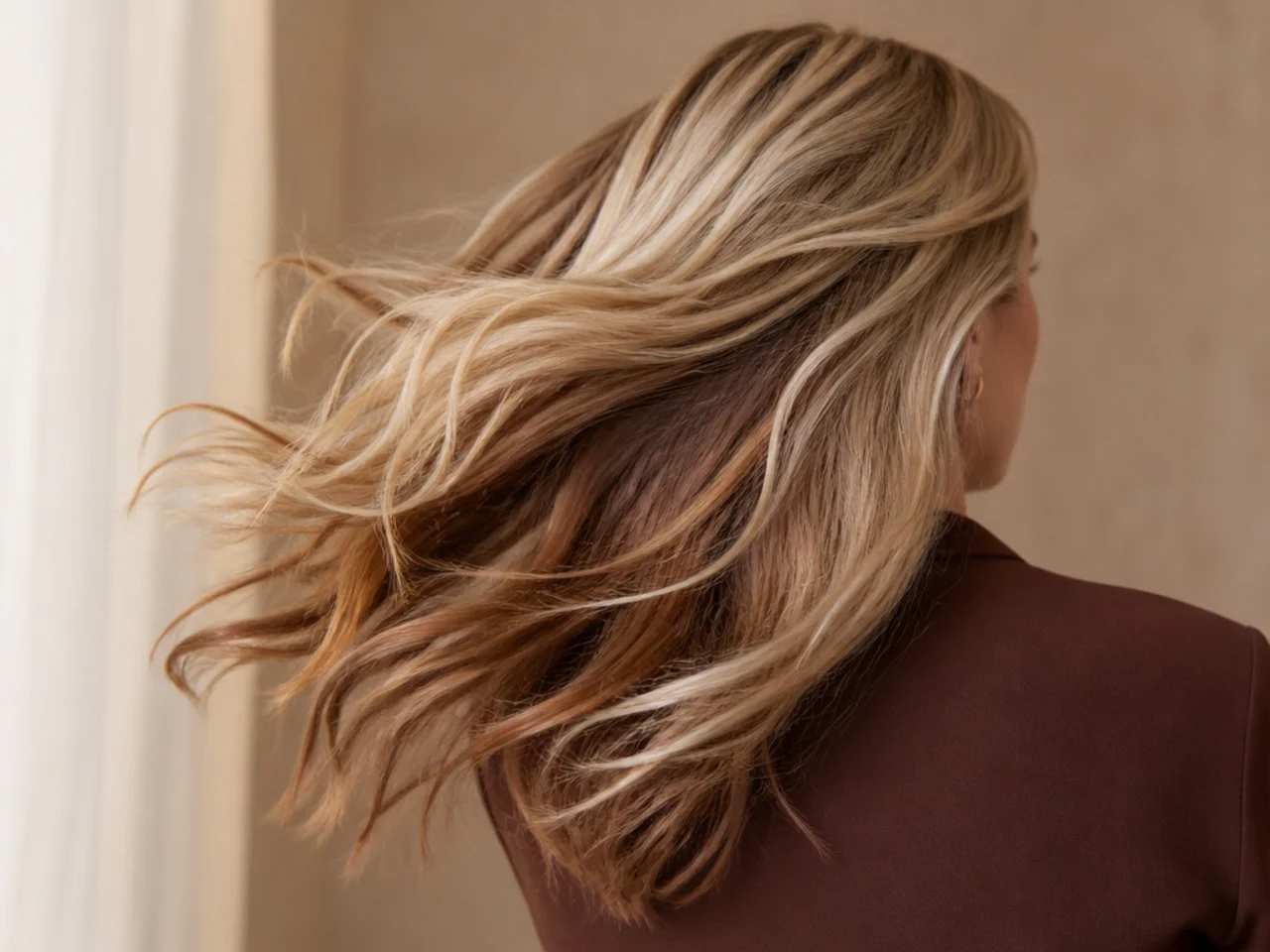 A light brown panel invisible against blonde hair