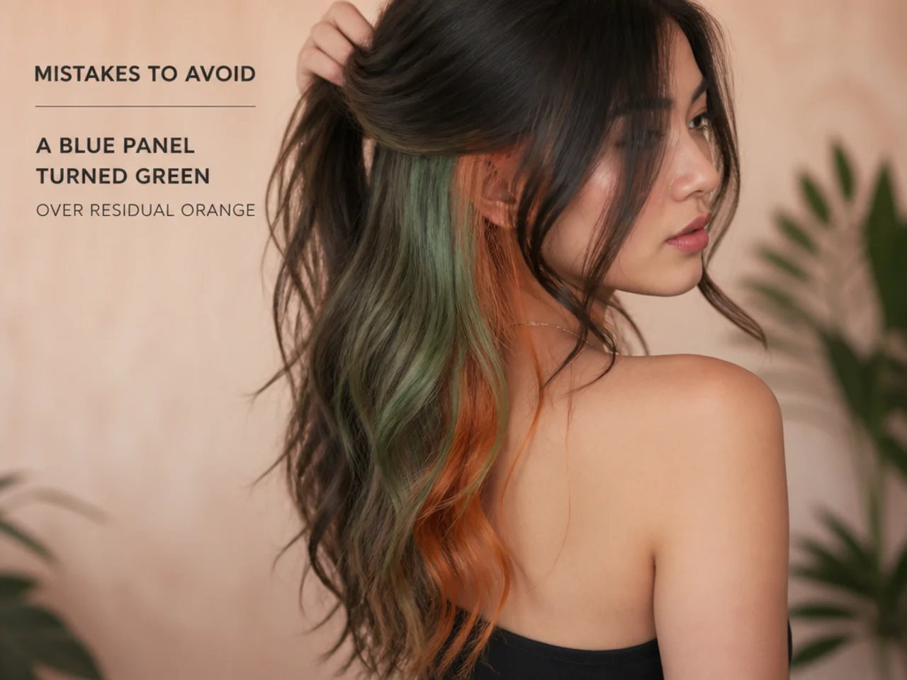 A blue panel turned green over residual orange
