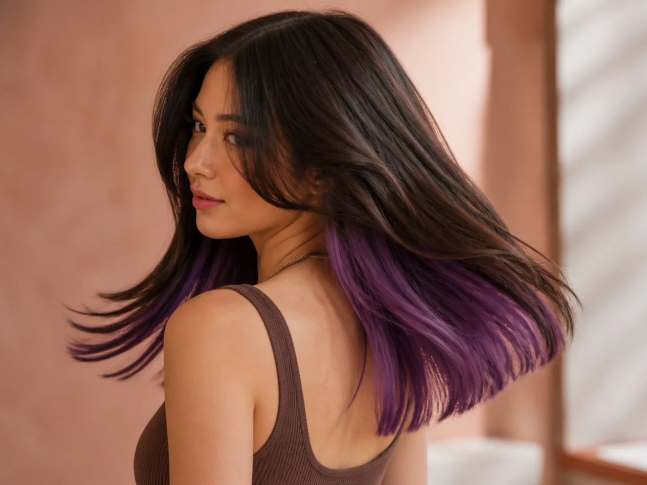 A panel coloured purple at the ends only
