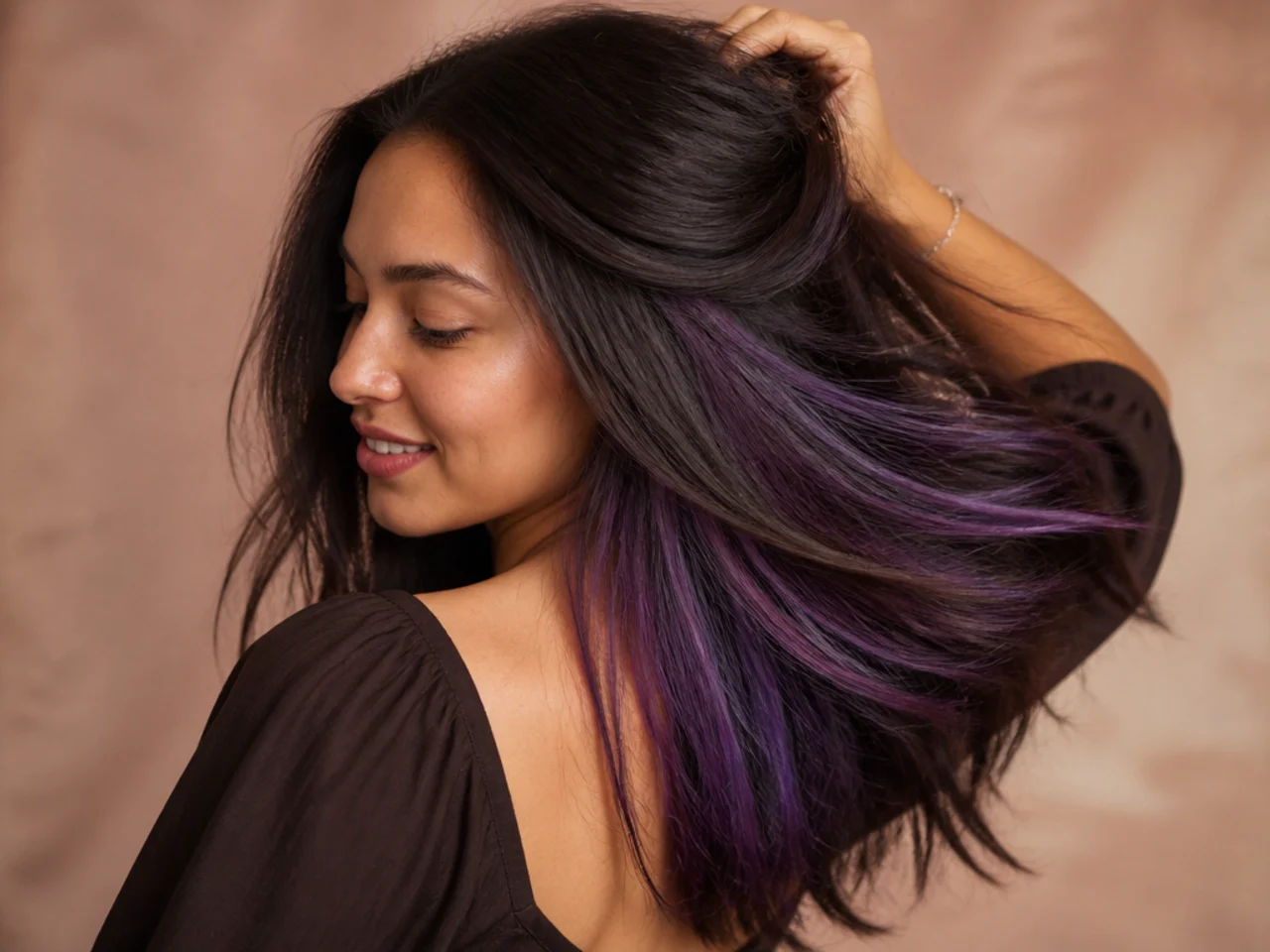 A two-tone violet and plum panel