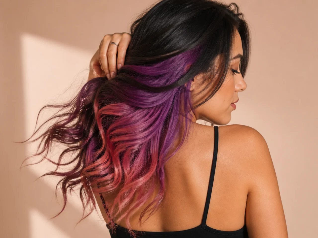 A purple-to-pink ombré panel