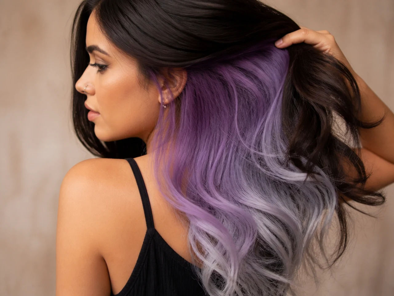 Purple fading through lilac toward silver-grey