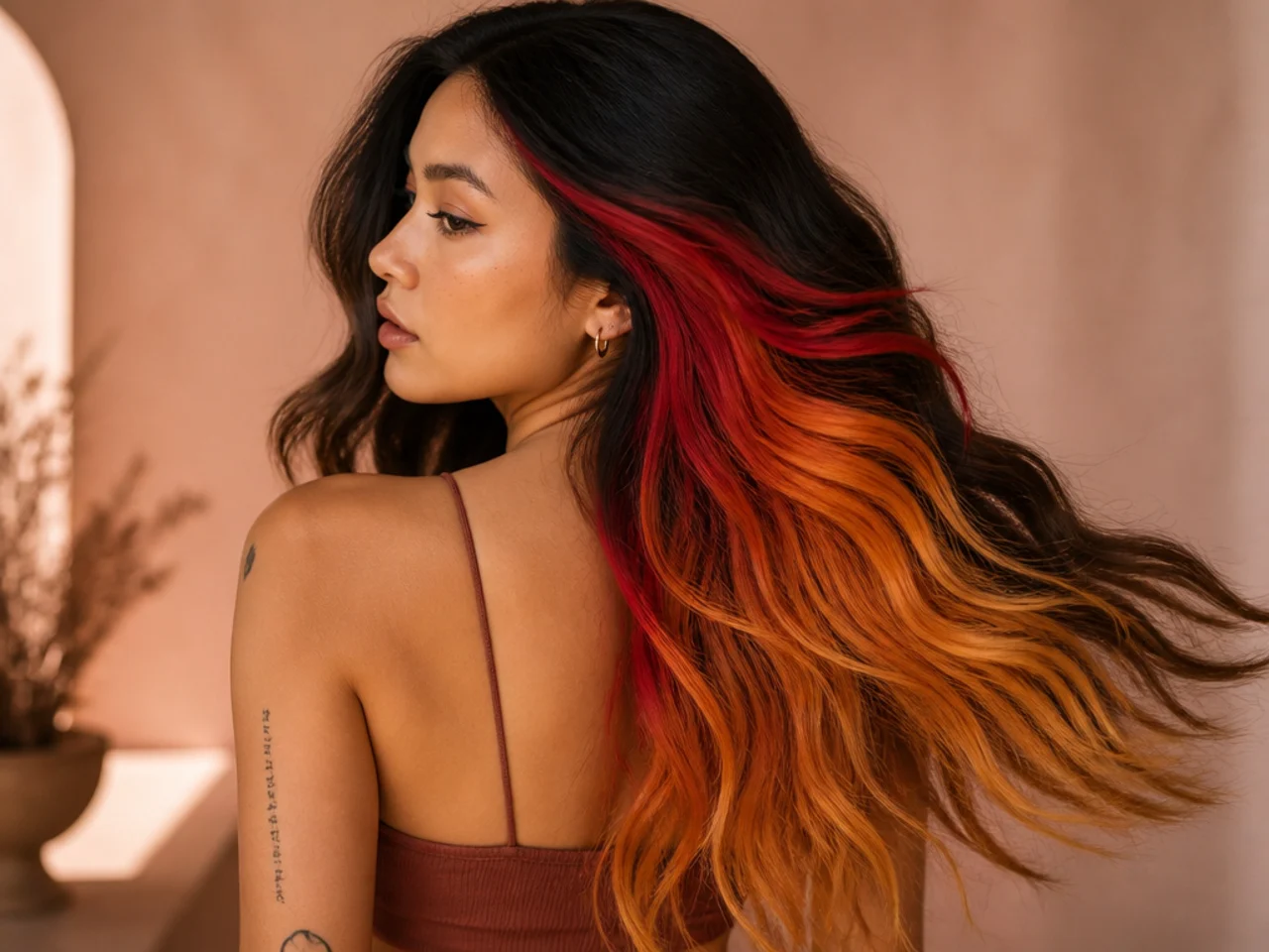 A red-to-gold ombré panel