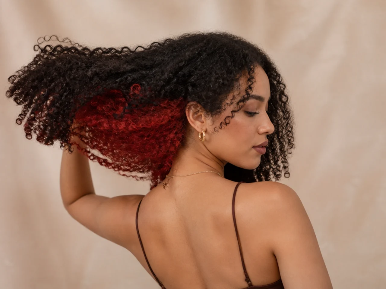A red panel on coily hair