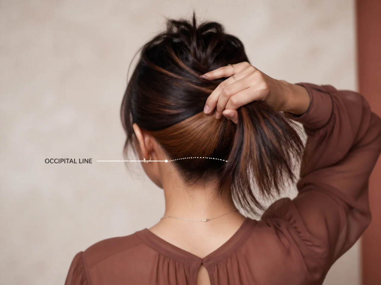 The occipital line marked on the back of the head