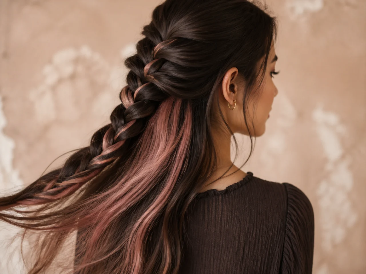 A peekaboo panel revealed through a braid