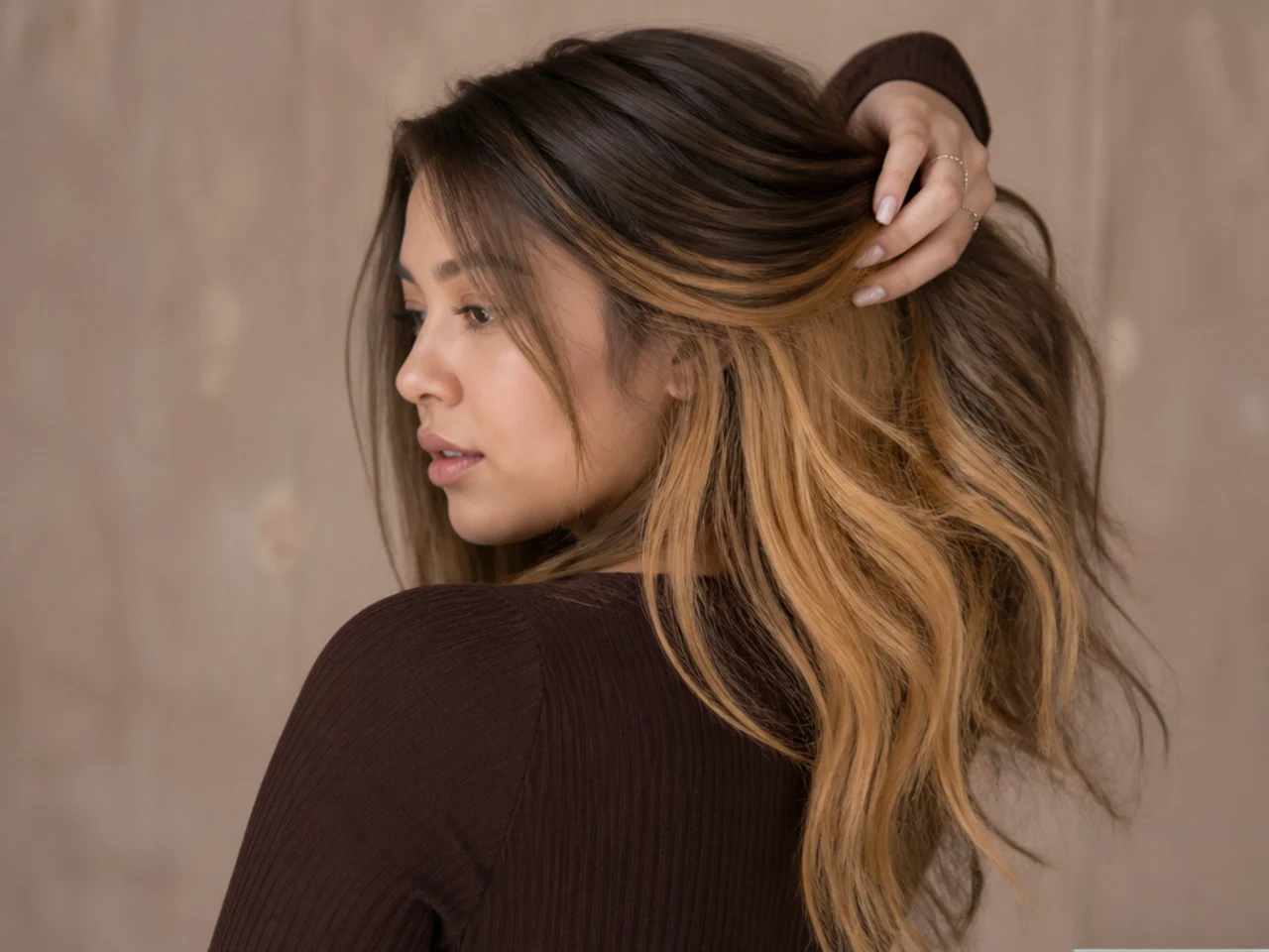 Honey panel under dark blonde hair