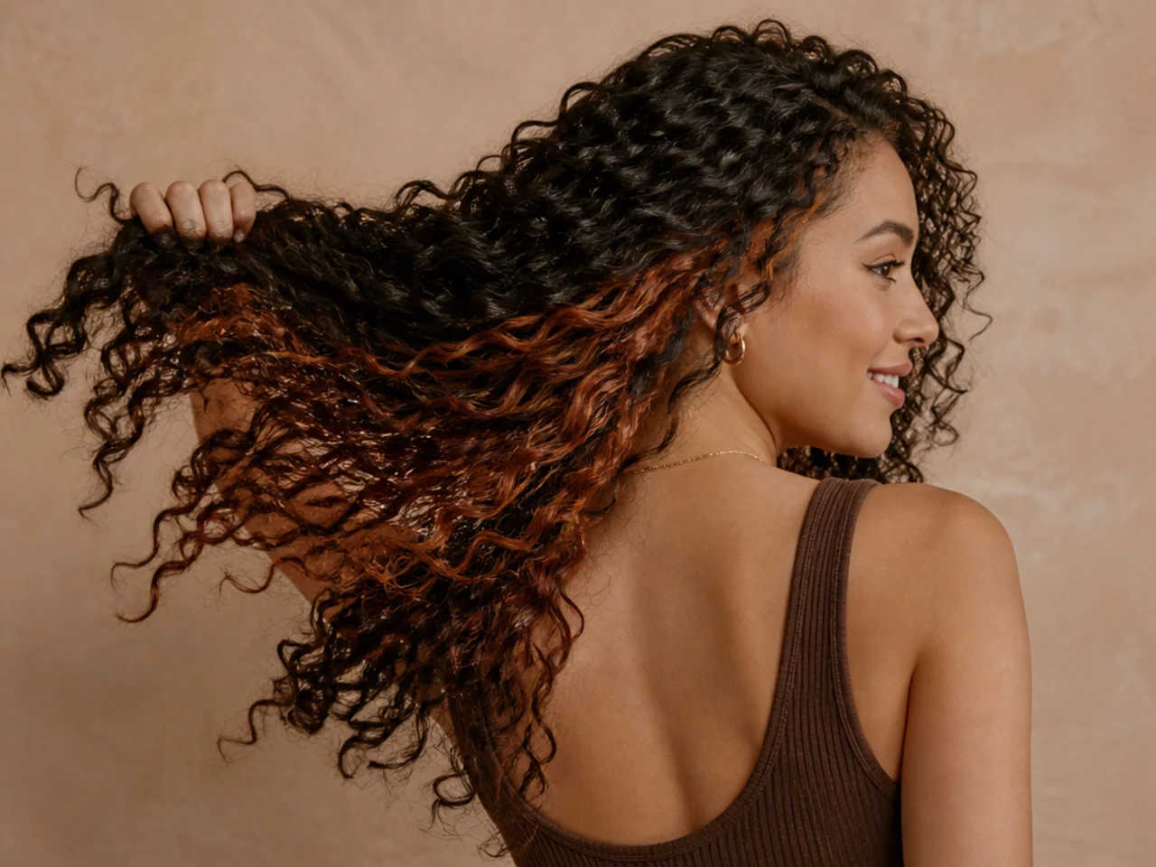 A peekaboo panel on curly hair